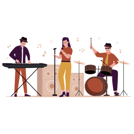 Music band performance on stage  Illustration
