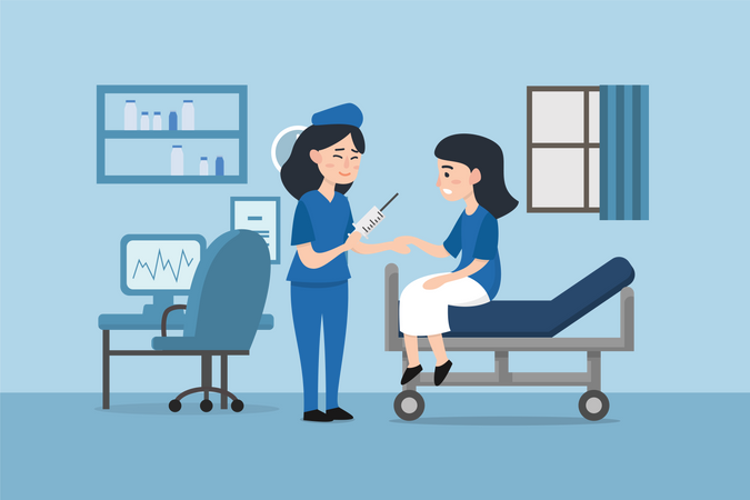 Nurse taking blood sample from patient  Illustration