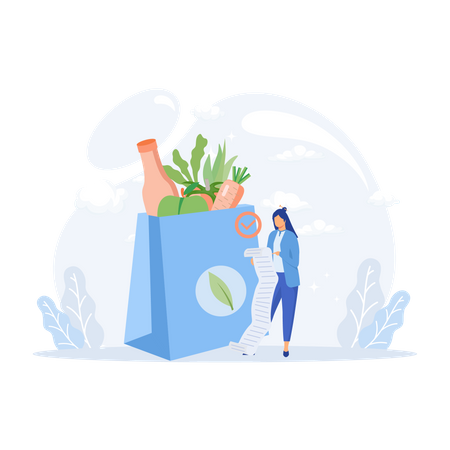 Online Grocery Purchase Bill  Illustration