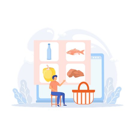 Online Grocery shopping  Illustration