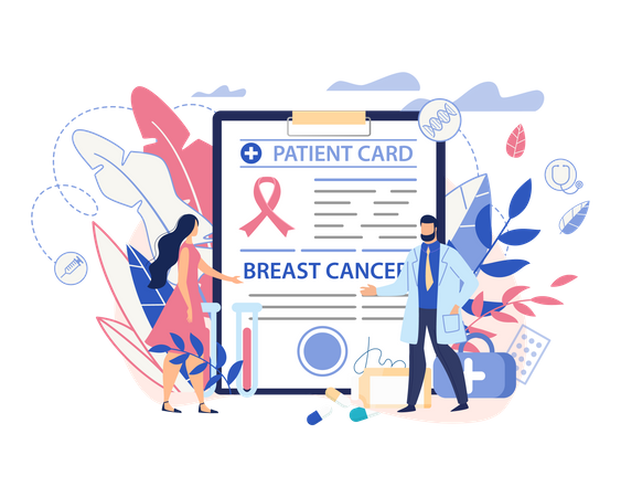 Patient card of breast cancer patient  Illustration