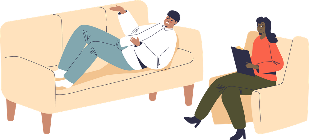 Patient talking to psychologist  Illustration