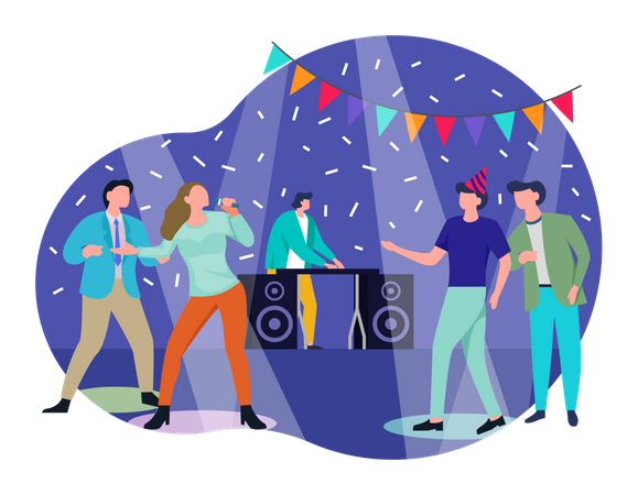 People doing party in night club  Illustration