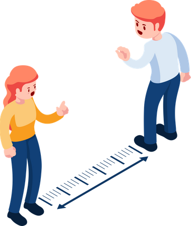 People keeping social distance  Illustration