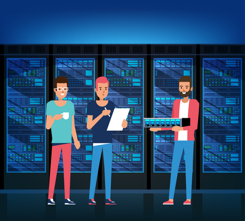 People working on server data  Illustration