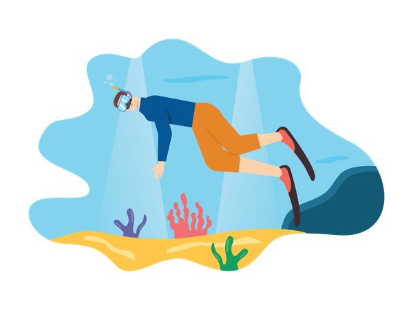 Person diving in under water  Illustration