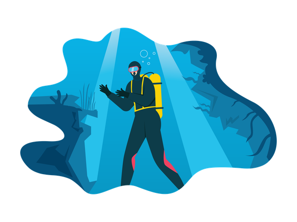 Person diving in under water  Illustration