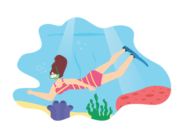 Person diving in under water  Illustration