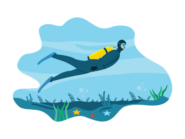Person diving in under water  Illustration
