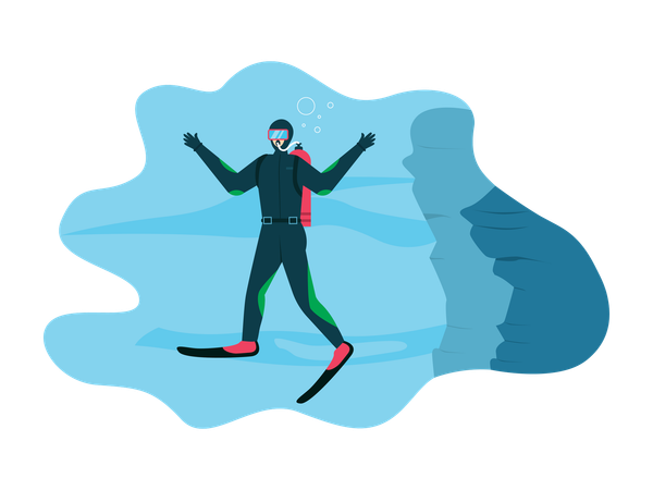 Person diving in under water  Illustration
