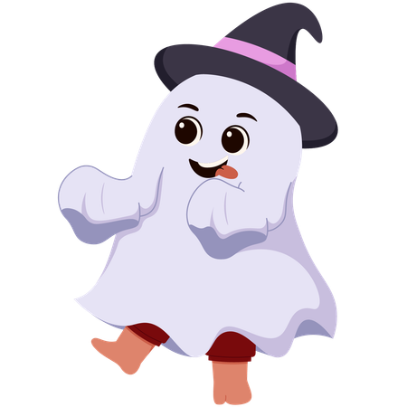 Person in Ghost Costume  Illustration