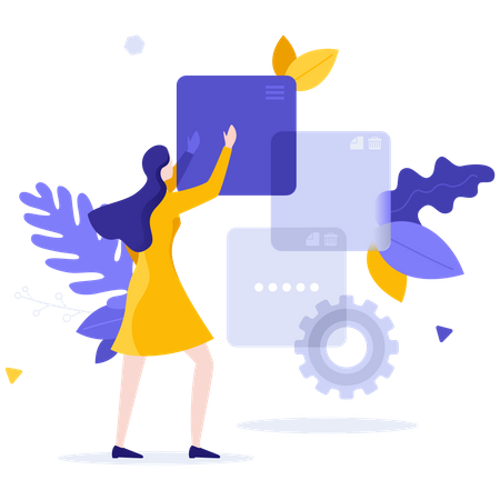 Person Moving Tabs  Illustration