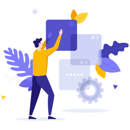 Person Moving Tabs  Illustration