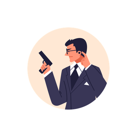 Private detective male eavesdrops and spies Illustration