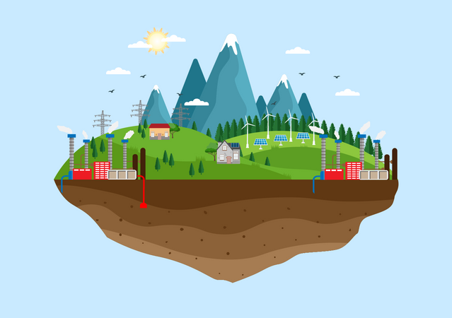 Renewable Sustainable Energy  Illustration