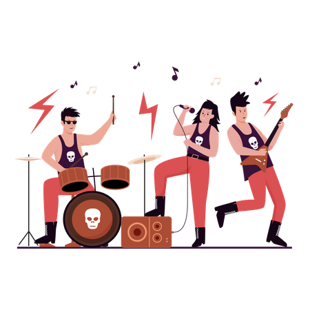 Rock music band performance on stage  Illustration