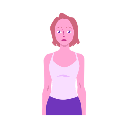 Sad not smiling woman with frustrated expression  Illustration