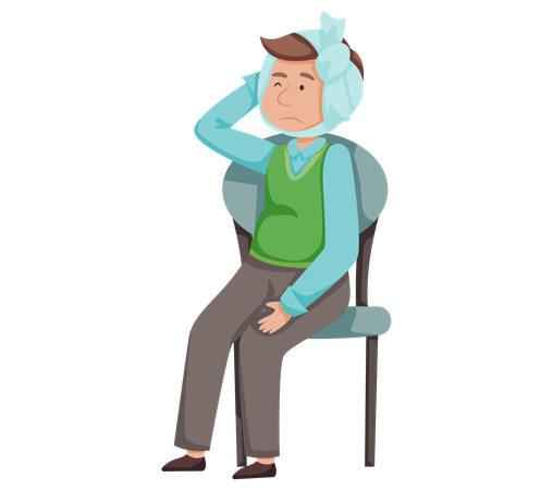 Sad unhappy boy with suffering from toothache  Illustration