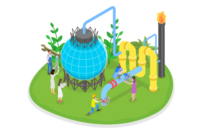 Safety Control Of Oil And Gas Industry  Illustration