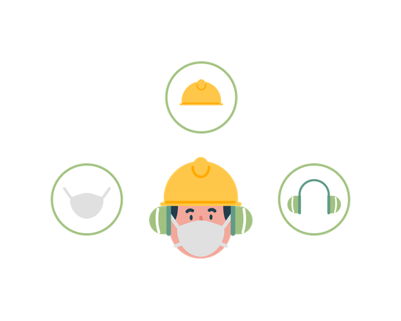 Safety equipments for head Illustration
