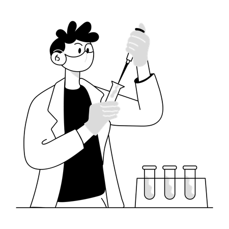 Sample Testing of blood by scientist  Illustration