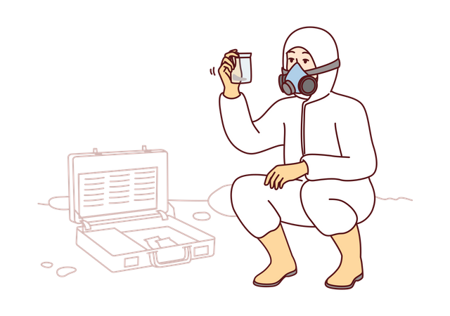 Scientist getting chemical sample in lab  Illustration