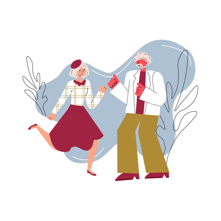 Senior couple Dancing  Illustration