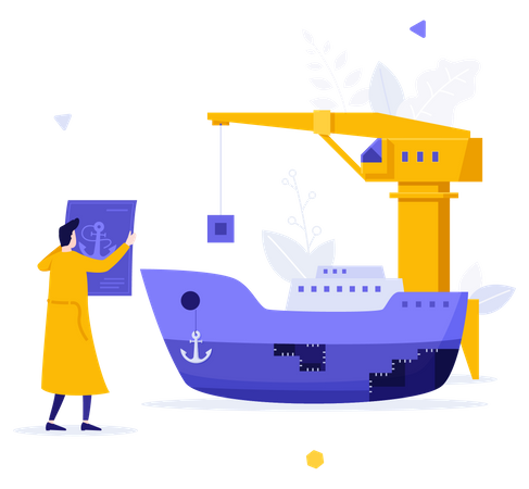 Shipwright Holding Blueprint  Illustration