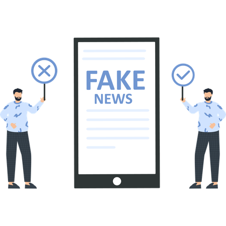 Smartphone with False Information Fact Checking  Illustration