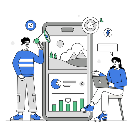 Social media marketing analysis  Illustration