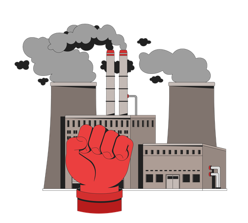 Socialist movement against Industrial pollution Illustration