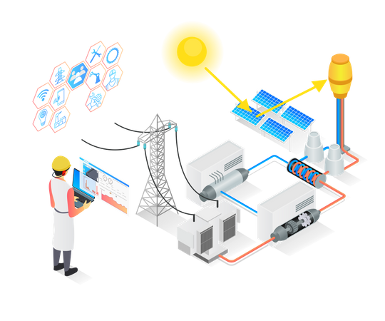 Solar Energy Plant  Illustration