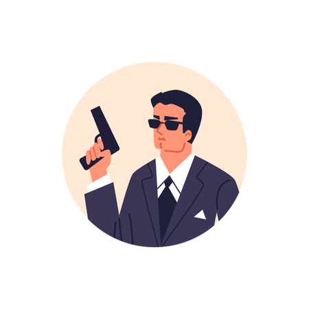 Special secret male agent on mission under cover  Illustration