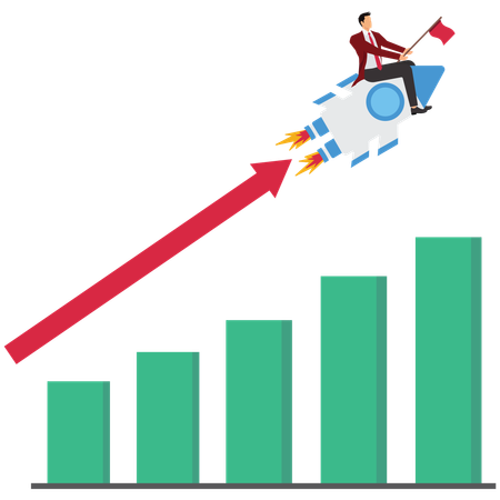 Startup Investment and Financial Growth Rocket Illustration