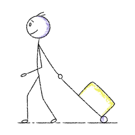 Stick man going on trip  Illustration