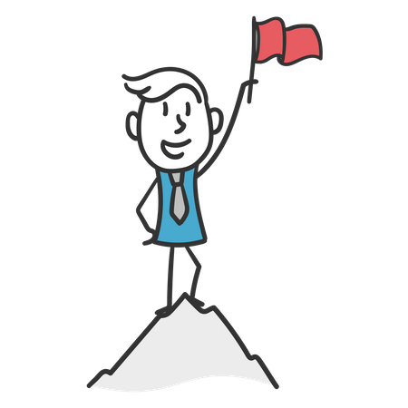 Stick man on top of the mountain  Illustration
