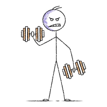 Stickman lifting dumbbells  Illustration
