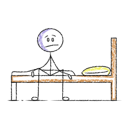 Stickman Sitting on bed  Illustration