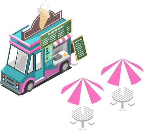 Street Ice Cream Truck  Illustration