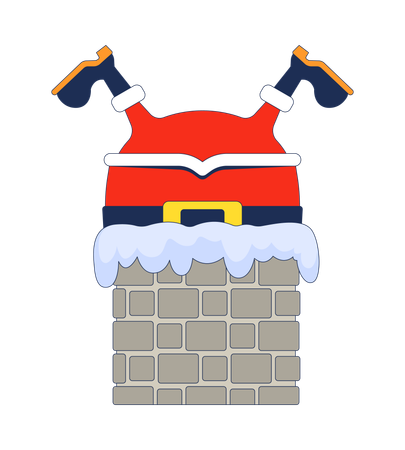 Stuck Santa upside down chimney  Illustration