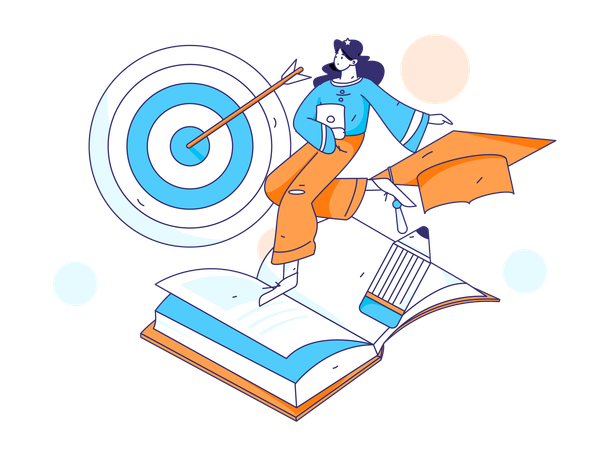 Student achieves higher goals in exam  Illustration