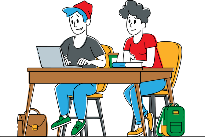 Student Gaining Knowledge and Higher Education  Illustration