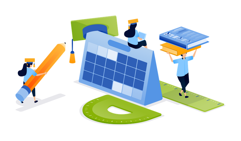 Student making education calendar  Illustration