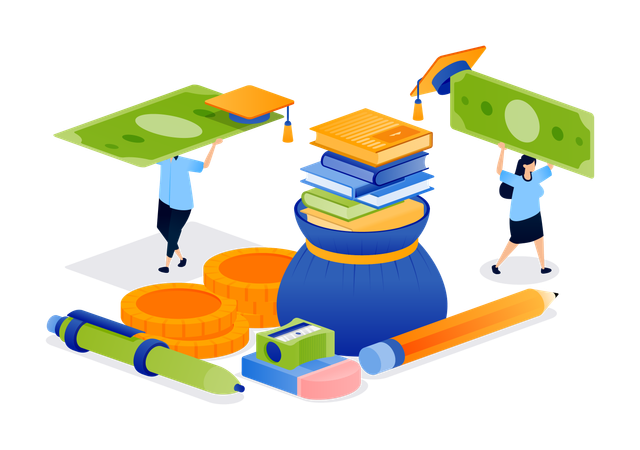 Students collecting education finance  Illustration
