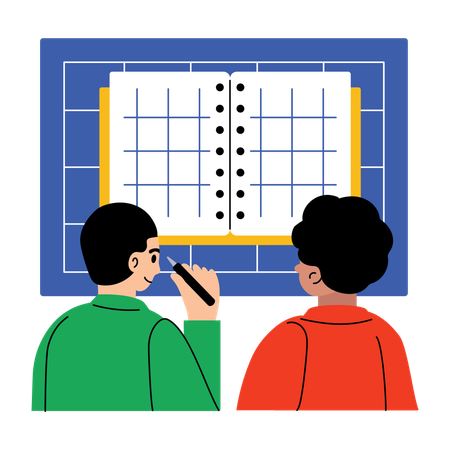 Students doing group study  Illustration