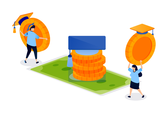 Students getting education scholarship  Illustration