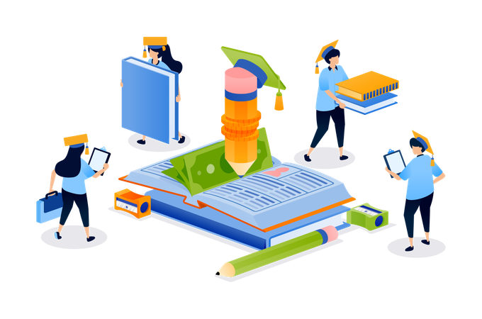 Students getting financial support for education  Illustration