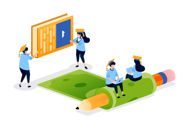 Students getting scholarship  Illustration