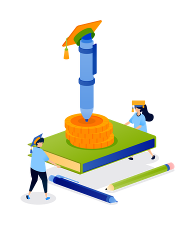 Students getting scholarship support  Illustration