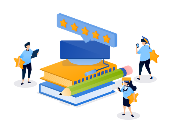 Students giving education rating  Illustration